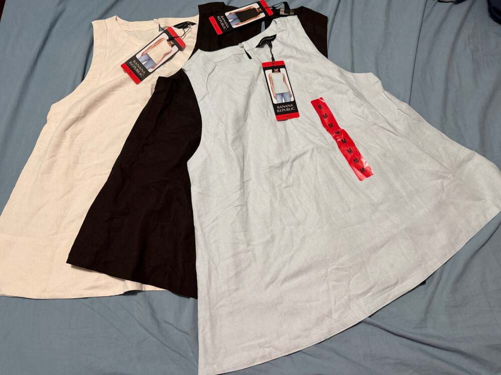 3 Banana Republic Women's Sleeveless Linen-Blend Tank Top size Med